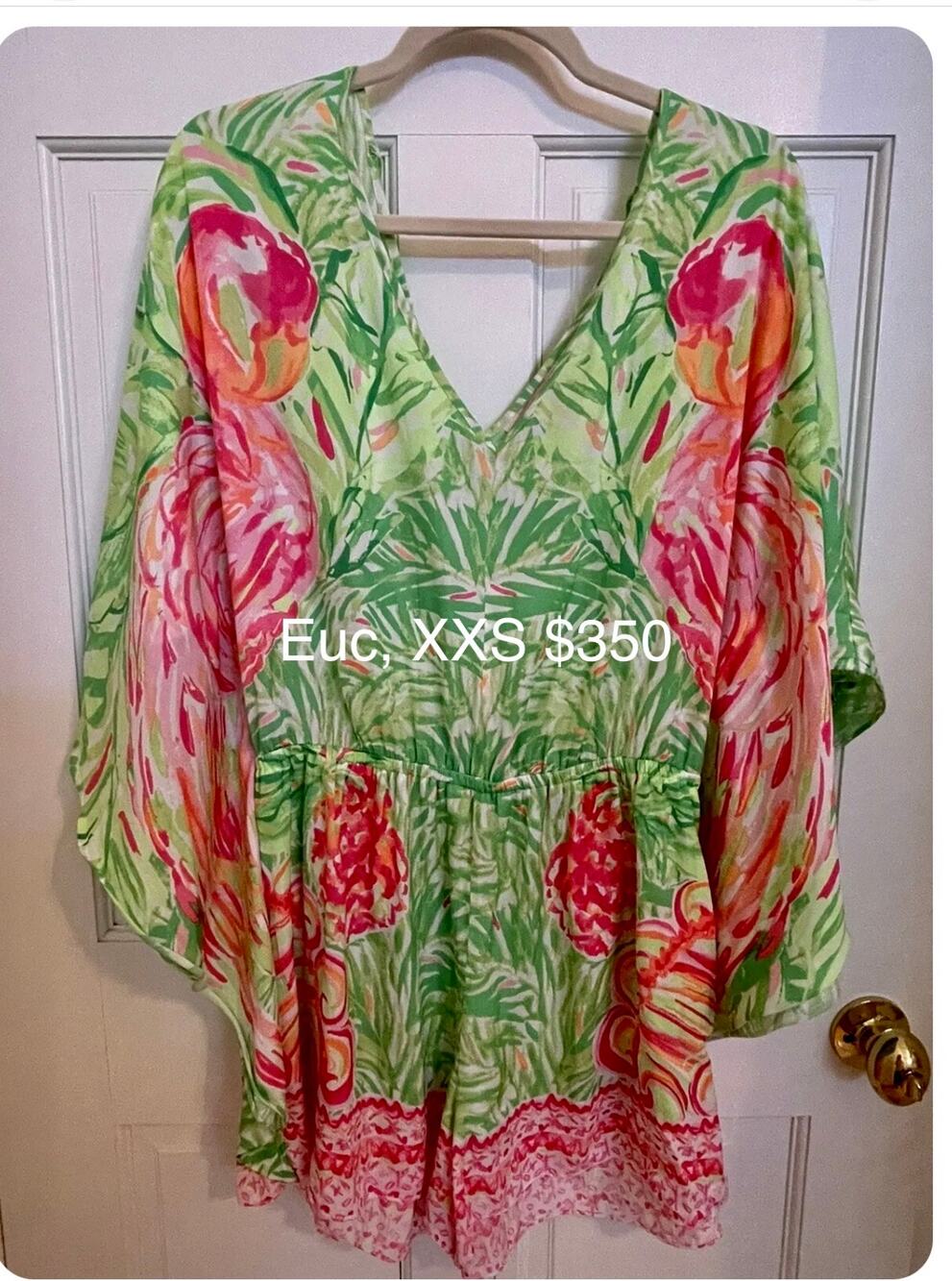 Lilly Pulitzer Tiki Pink Flamingo Mai Romper Women’s XXS Jumpsuit, Resort Wear